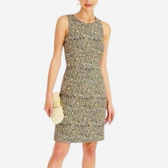 NWT J. Crew Womens Tan Basketweave Sleeveless Leopard Print Sheath Dress Size 6 - Picture 10 of 10
